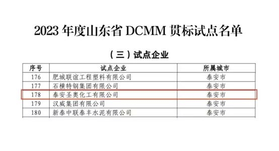 泰安圣奥成功入选山东省DCMM贯标试点企业名单